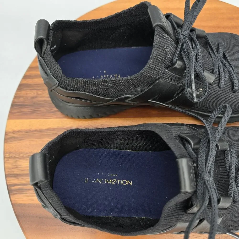 Cole Haan Grand Motion Shoes Mens 8.5 M Triple Black Stitchlite Leather Sneakers